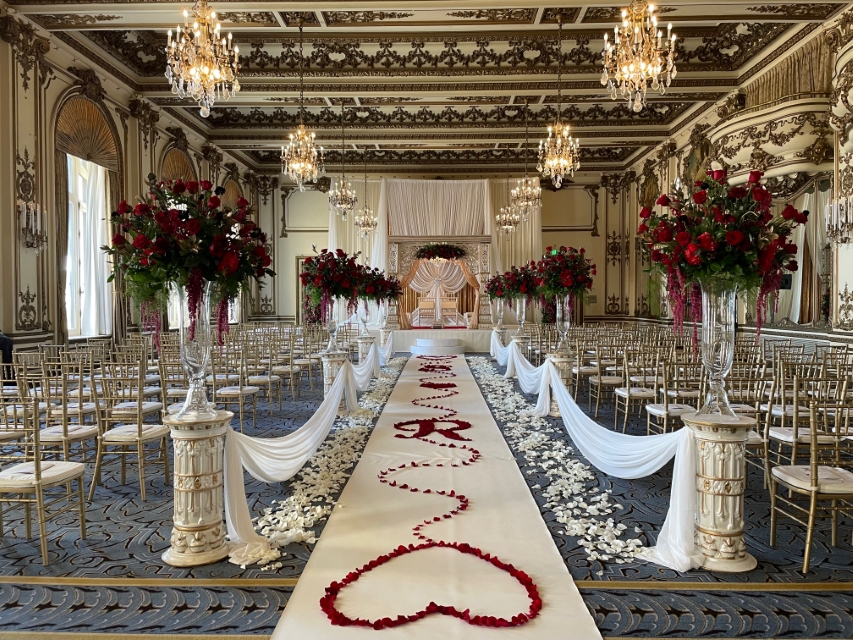 Stage lighting and AV setup corporate event